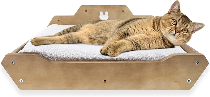 Wall Mounted Cat Bed and Hammock – Padded Cat Shelf for Large Cats – Cat Perch Wall – Cat Shelves for Wall – Floating cat Shelves – Easy Install – Space-Saving Cat Wall System