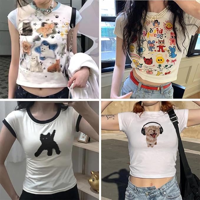 Baby Tees Women Graphic Tops Y2K Grunge Clothes