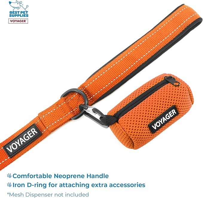 Voyager Step-in Lock Adjustable Cat Harness w. Cat Leash Combo Set with Neoprene Handle 5ft - Supports Small, Medium and Large Breed Cats by Best Pet Supplies - Orange/Black Trim, XXXS