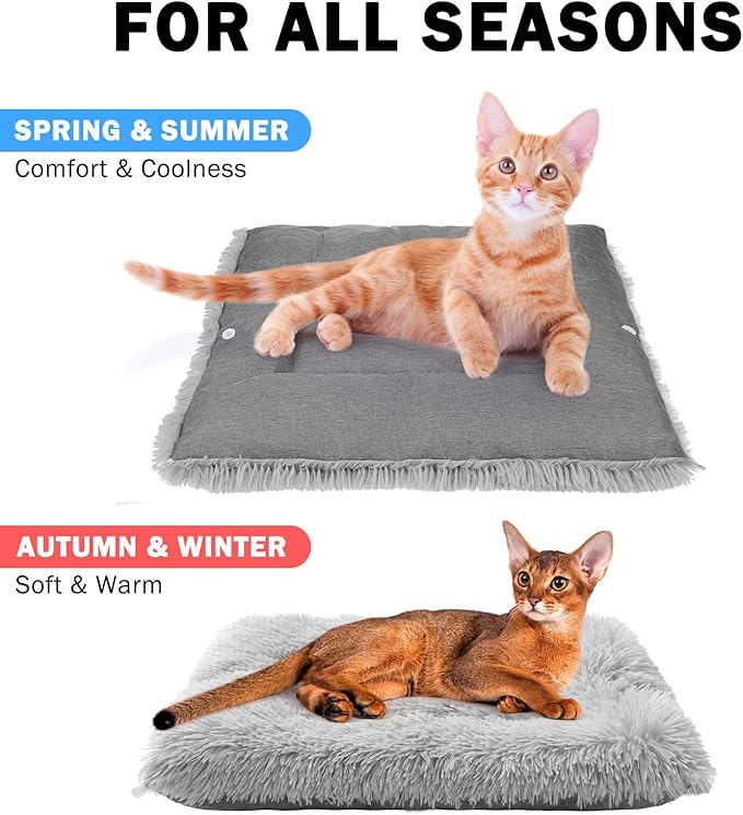 SCENEREAL Self-Warming Cat Bed Mat for Cats Small Dogs, Function 2 in 1 Soft Plush, Washable Pet Mat Autumn Winter Indoor Snooze Sleeping for Kittens Puppy Dog