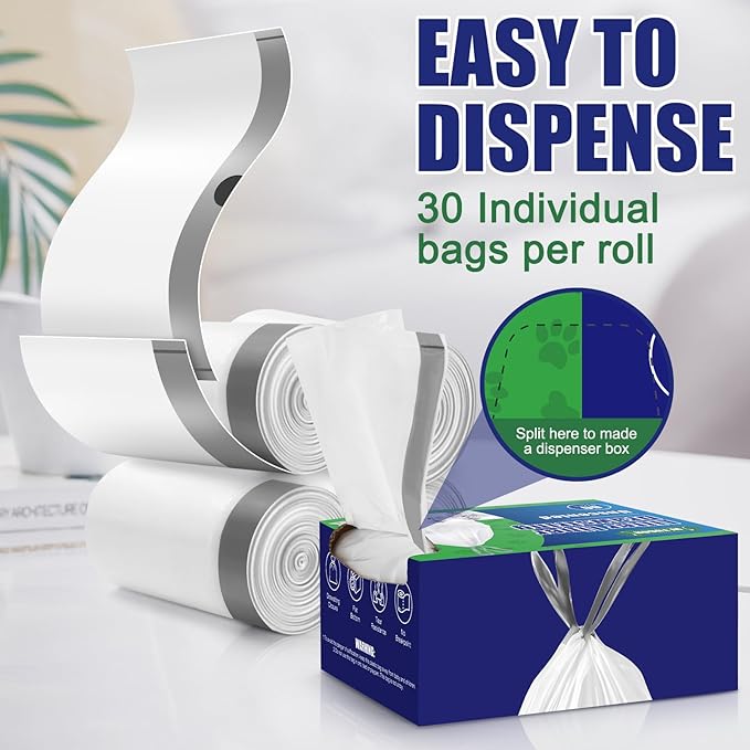 60 Pack Litter Box Robot 3 and 4 Waste Bags, 2.5 Mils Extra Thick Litter Box Liner, Box Drawstrings Closure Waste Bags for Self-Cleaning Litter Box, 10 Gallons