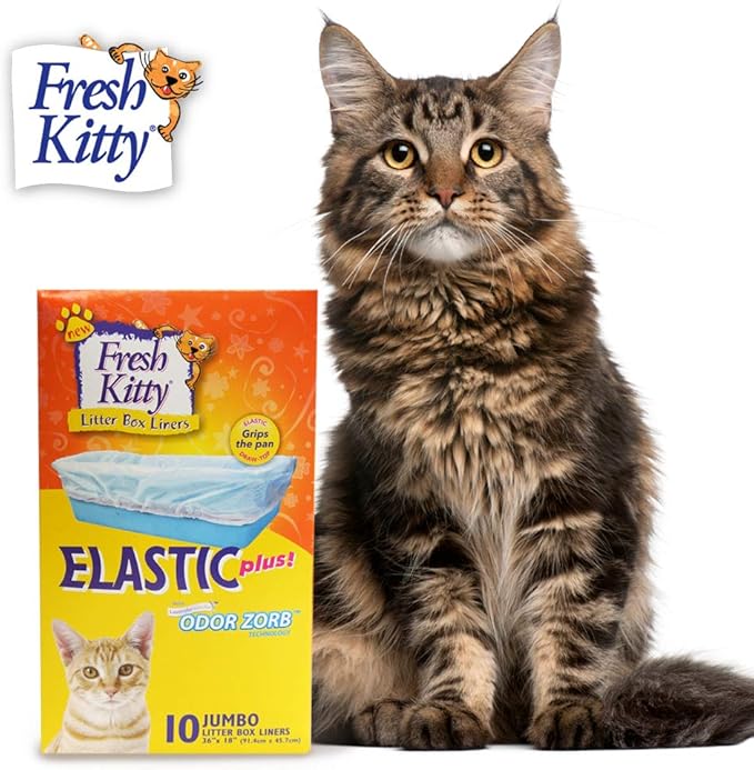 10 Count Fresh Kitty Litter Box Liners Durable, Easy Clean Up Elastic Jumbo Scented Odor Zorb Litter Pan Box Liners, Bags for Pet Cats