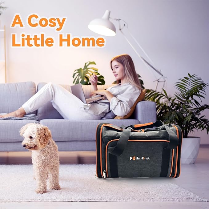 17"x11"x11" Expandable Pet Carrier for Cats and Dogs up to 15 Lbs, TSA Airline Approved, Alloy Accessory, Soft Sided Cat Carrier with Removable Wool Mat, Collapsible Travel Carrier for Cat