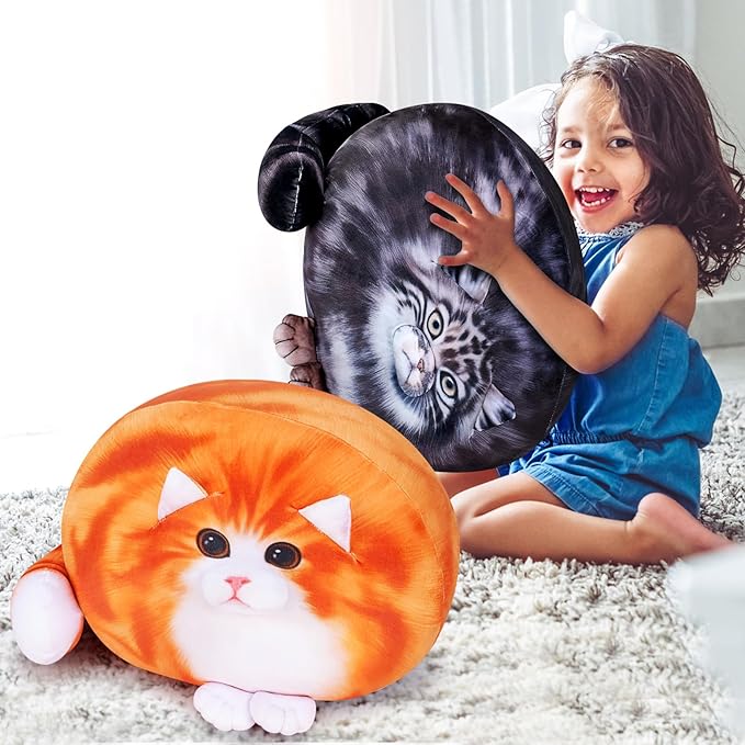Achwishap Cat Plush,Soft Cat Stuffed Animals,Kawaii Steppe Cat Plush Toys,Cute Plushies Cat Body Pillow,Kitten Stuffed Animal Hugging Pillows Plushies Gifts for Kids Adults Birthday(Steppe Cat,18”)