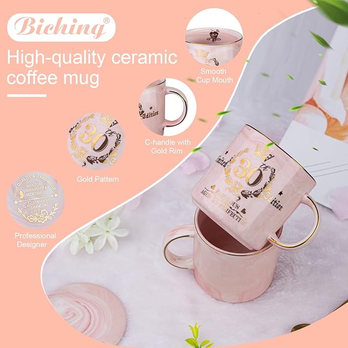 30th Birthday Gifts for Her, Fabulous 30 Limited Edition, 14oz Gold Pattern Coffee Mug, Microwave Dishwasher Safe, Unique Gift for Best Friend, Wife, Sister, Coworker, Beautifully Gift Boxed.