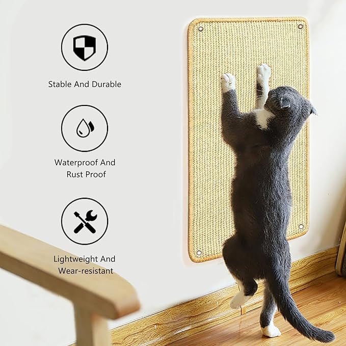 2 Pcs Cat Scratching Mat, Natural Sisal Cat Scratcher Mat Sisal mat Cat Scratch mat Cat Scratch Furniture Protector Cat Scratcher Mat (Brown)