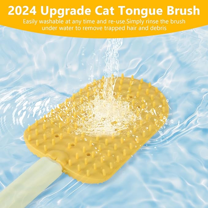 3PCS Cat Tongue Comb, 2024 New Cat Grooming Brush, Cats Shedding Brush for Long Haired Cats, Cute Cartoon Ice Cream Cat Fur Remover Comb for Cats Grooming Easily Removes Fur Reducing Hairballs