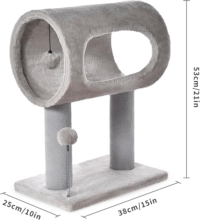 Cat Craft Cat Scratching Post 20.5" Cat Tree with Tunnel Bed Carpet Cat Tower Kitten Tree Cat Tree with Hanging Ball for Indoor Cat, Grey