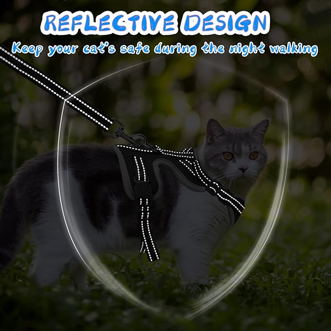 Supet Cat Harness and Leash for Walking Escape Proof, Adjustable Harness for Cats, Easy Control Small Cat Harness for Medium Large Kitten XS