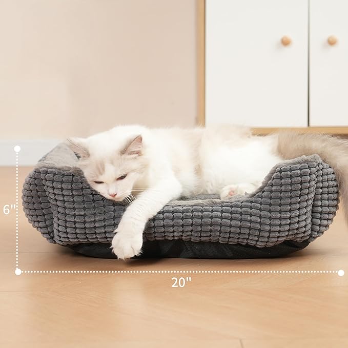 MARUNDA Self Warming Cat Bed,Super Soft Dog Bed Crate Bed Blanket, Self Heating Cat Pad, Thermal Cat and Dog Warming Bed Mat. (Grey, 19.6" X 15.8 ")