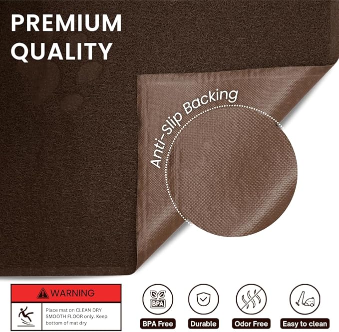 Andalus Large Cat Litter Mat, Pack of 2 - Waterproof, Non-Slip & Easy to Clean Cat Litter Box Mat for Extra Efficient Pet Litter-Trapping, Brown (30” X 18”)