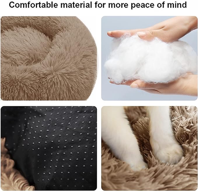 Nisrada Dog Bed for Small Medium Large Dogs, 27 inch Calming Dogs Bed, Washable-Round Cozy Soft Pet Bed for Puppy and Kitten with Slip-Resistant Bottom