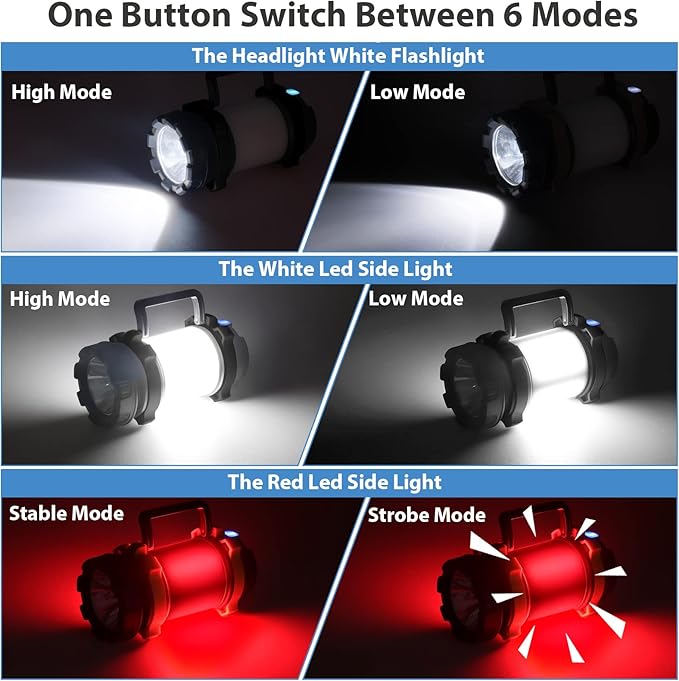 2 Pack Camping Lantern, Outdoor LED Camping Light, Rechargeable Flashlights with 1000LM, 6 Modes, 4000mAh Power Bank, IPX5 Waterproof Portable Emergency Camp Light for Hurricane Survival - Black