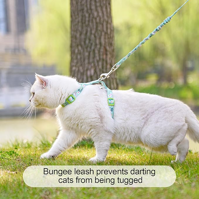 BEAUTYZOO Cat Harness and Leash Set Escape Proof for Walking, Kitten Soft Adjustable Vest Harnesses for Small Medium Large Cats, Easy Control Breathable Plaid Ribbon Nylon for Outdoor Indoor Use