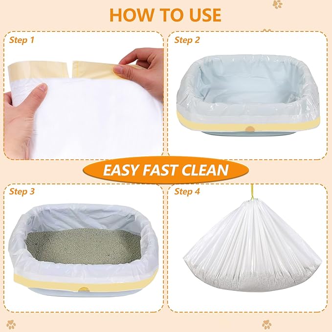 30 Count Cat Litter Box Liners, 36" x 18" Drawstring Litter Liner Bags for Litter Box, Extra Thick Durable Cat Litter Pan Bags for Pet Cat Supplies