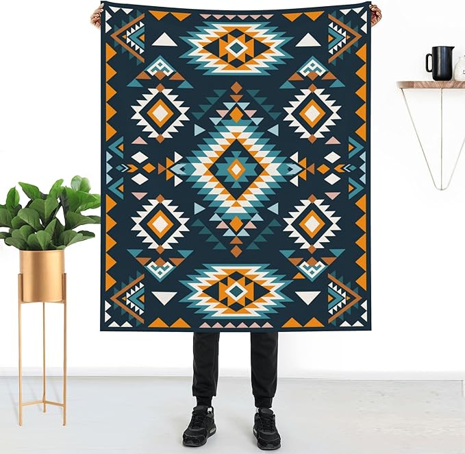 Aztec Soft Throw Blanket Flannel Fleece Blankets Warm Cozy Lightweight Fuzzy Blanket for Bed Sofa Couch Home Decor 60"X50"