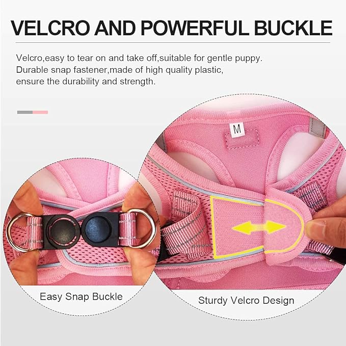 Soft Mesh Dog Harness and Leash Set, Step-in Reflective Breathable Comfort Padded Quick Dry Pet Puppy Vest Harness for Extra-Small/Small Medium Dogs and Cats (Pink, XS)