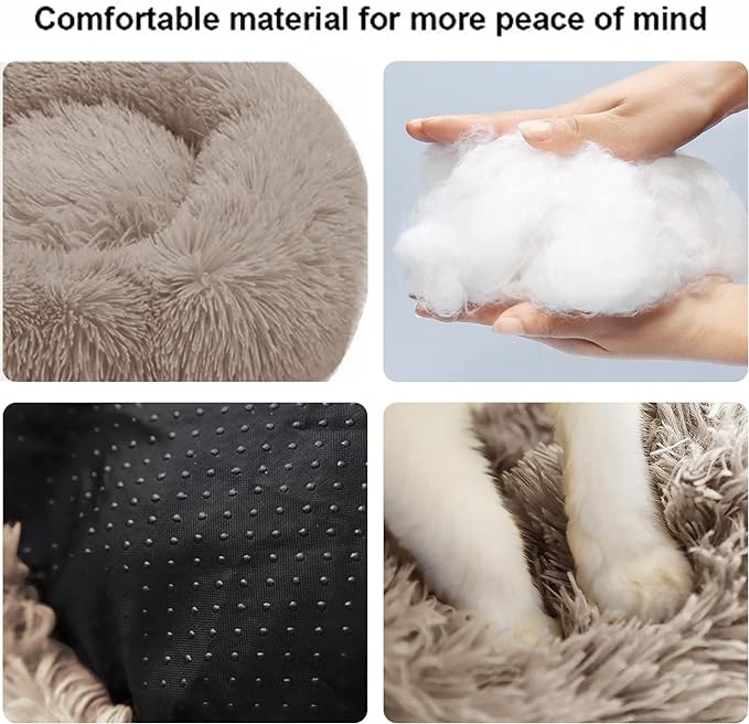 Cat Beds for Indoor Cats,20 Inch Dog Bed for Small Melium Large Dogs, Washable-Round Pet Bed for Puppy and Kitten with Slip-Resistant Bottom