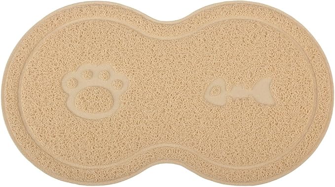 8-Shaped Small Cat Litter Box Debris Catcher Mat,18x10 Inches (Creamy)