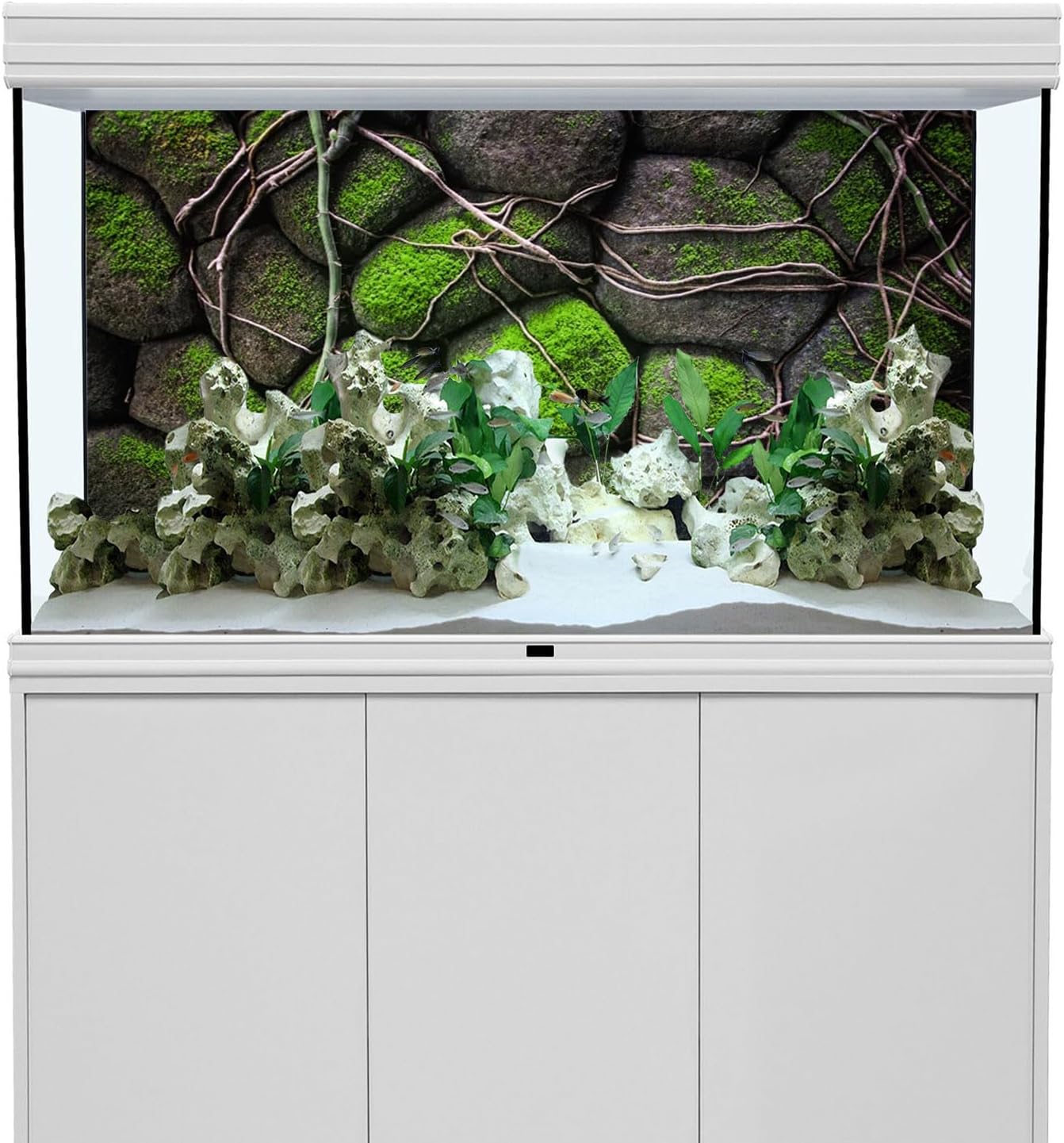 AWERT 60x24 inches Stone Aquarium Background Rock Fish Tank Background Rocky Terrarium Background Vinyl