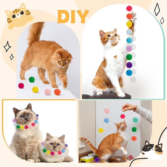 4 Pcs Cat Ball Launcher, Interactive Cat Toy with 100PCS Cat Pompom Balls, Cat Toy Ball Launcher Gun for Cats, Cat Toys Interactive for Training, Playing, Funny Game