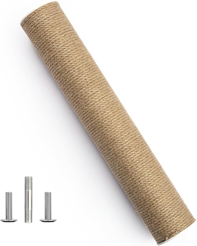 SVD.PET Cat Scratching Post Replacement, 17” x 2.95” Jute Rope Cat Tree Replacement Post, Refill Scratcher Posts with M8 Screws for Indoor Cat Tree, Cat Tower and DIY Cat Scratcher (1PCS)