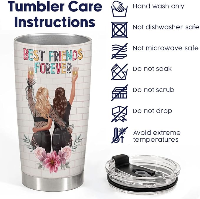 34HD Best Friend Tumbler with Lid, 20oz Insulated BFF Drinking Cup, Another Bonding Year Coffee Mug, Best Friends Gifts, Bestie Gifts for Birthday Mothers Day Christmas