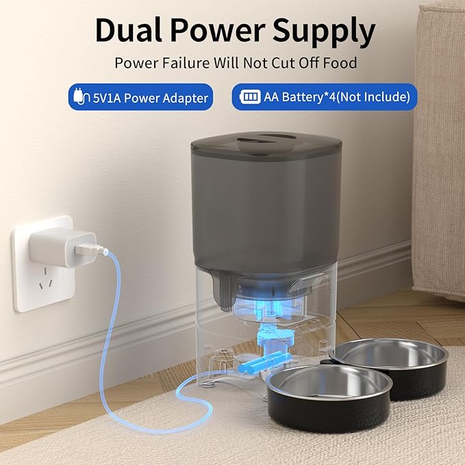 7L Automatic Cat Feeders for 2 Cats - 2.4G WiFi Timed Auto Feeder with APP Control for Remote Feeding, Cat Food Dispenser with Alexa, Detachable for Easy Clean, 1-10 Meals Per Day - Black