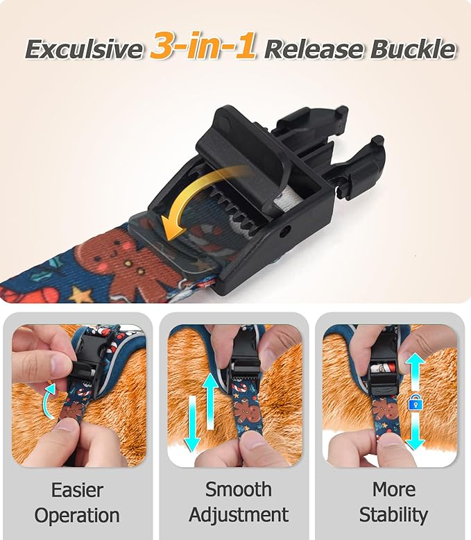 Halypet Cat Harness and Leash Set [MAX Safety 4th-Gen Upgrade] Escape Proof Adjustable Cat Leash Comfortable Soft Vest Easy to Wear Kitten Harness with Reflective Strip for Cats Walking, M Night Blue