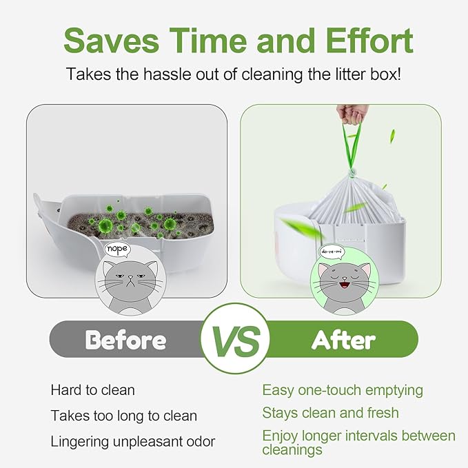 120 Pack Cat Litter Box Liners for PET KIT Pura MAX & X, Extra Thick Heavy Duty Drawstring Self-Cleaning Robot Litter Bags, Leak-proof Disposable Replaced Pet Kitty Poop Trash Bag 21.7" * 11.8"