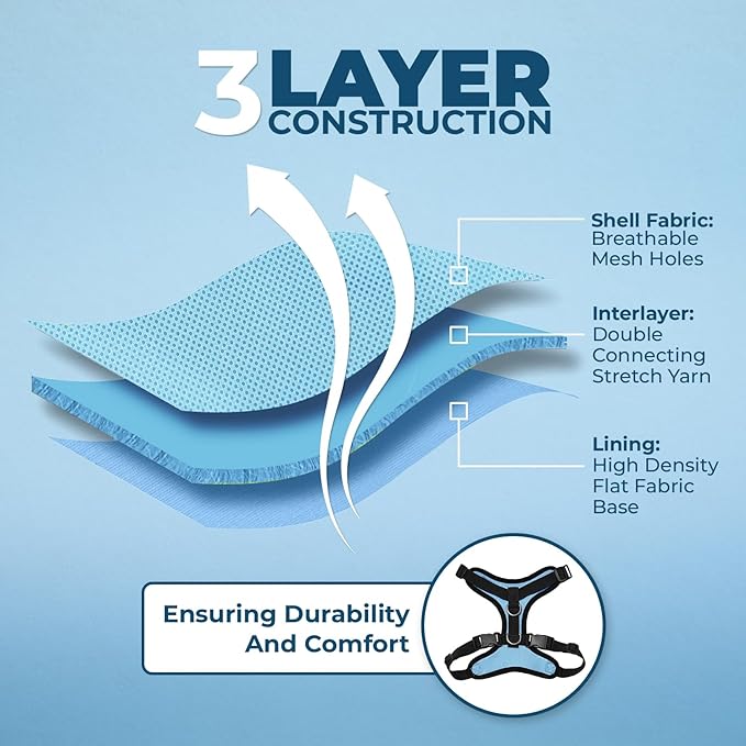 Voyager Escape Proof Cat Harness and Leash Set with Reflective Stitching, Neoprene Handle 5ft - Supports Small, Medium and Large Cats, Kittens for Walking by Best Pet Supplies - BT-Baby Blue, XXXS