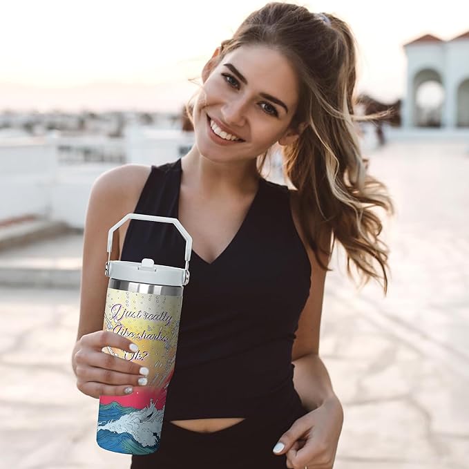 30 Oz Shark Tumbler with Handle and Straw, Insulated Shark Cups with Straws, Double Wall Stainless Steel Shark Mug, 30 Oz Leak Proof Shark Coffee Mug and Shark Tumbler for Adults Gifts