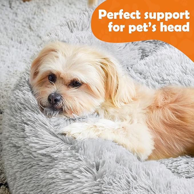 Small Dog Bed,Cat Bed, Cat Beds for Indoor Cats Washable, Small Dog Bed Calming Pet Bed, Cat Beds & Furniture, Large Cat Bed, Kitty Kitten Bed，Light Gray