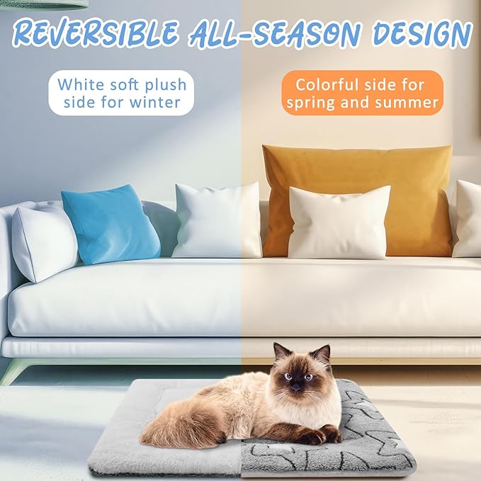 2 Pack Self Warming Cat Mat Self Heating Cat Pad Cat Bed Reversible Machine Washable Reflects Body Heat Warm Thermal Pet Pad Crate Blanket for Feral and Indoor Cat (Double Star,21" X 14")
