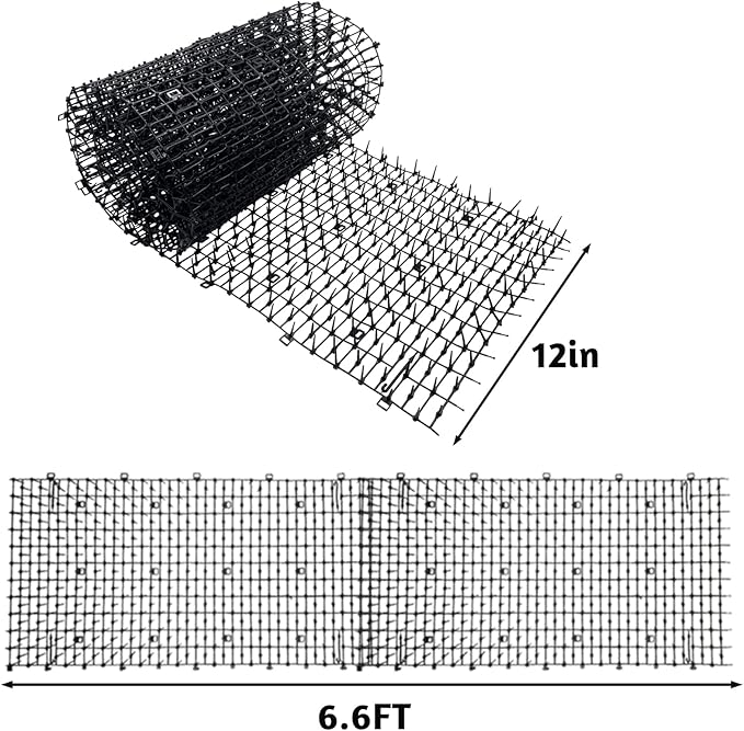 Fhiny Cat Deterrent Mat, Cat Repellent with Spike 6.6Ft Scat Mat for Kitten Coverage Prickle Digging Deterrent Training Network for Dogs Indoor Outdoor Keep Pet Out of Yard