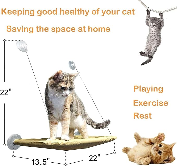 Cat Window Perch Suction Cups Cat Window Hammock Space Saving Window Seat for Cats Inside (Pink)