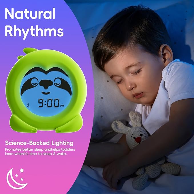 B&H Sleep Trainer Clock for Toddler - Ok to Wake Clock, USB Rechargeable Cute Kids Alarm Clock, Drop Proof Night Light, Science-Backed Lighting for Peaceful Sleep and Ready to Rise Mornings - Sloth