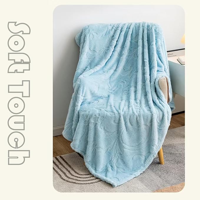 3D Fleece Fujiman Blanket, Cozy Soft Warmer Comfort Lightweight, Fuzzy Aesthetic Room Decor for Couch Sofa Bed, Gifts for Christmas, Birthdays, Sky Blue