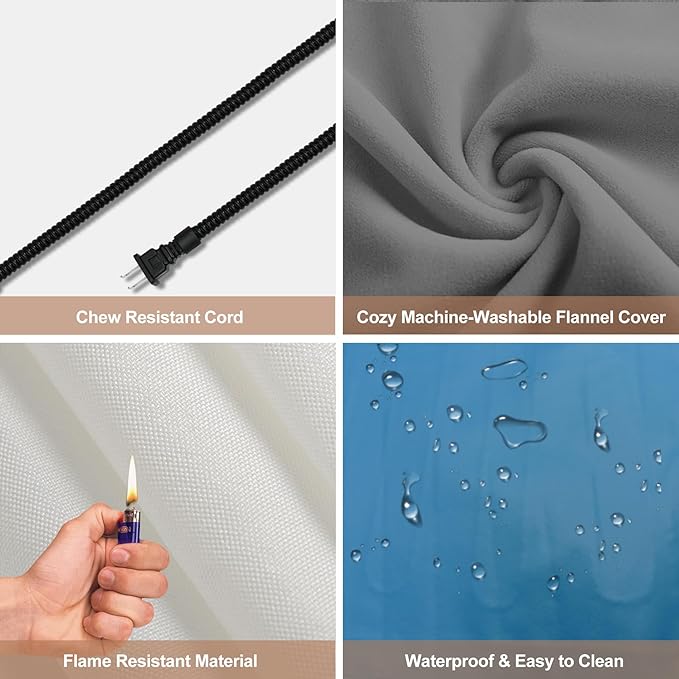 Pet Heating Pad 6 Adjustable Temperature Cat Heating Pad with Timer Waterproof Dog Heated Pet Mat Indoor Electric Heated Cat Bed Washable Heated Pet Pad for Pets Cats Dogs with Chew Resistant Cord