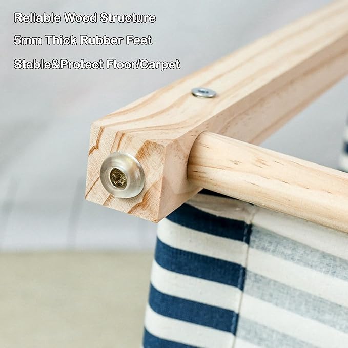 2 Layer Cat Hammock Bed for Indoor Cats, 17.0''×17.0'' Big Size Cat Hammock, Pine Wood Elevated Cat Bed, Good for All Seasons(Blue)