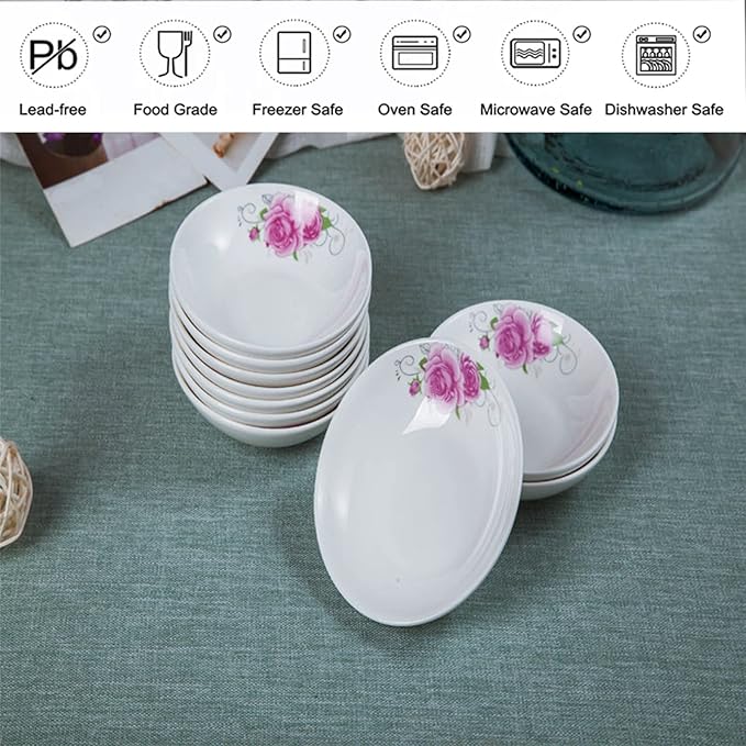 4-Pack Flower Pattern Ceramic Saucer Dishes, 4-Inch Side Dishes for Sushi, Snack, and Seasoning