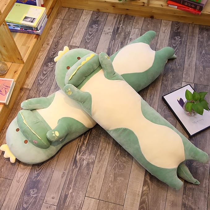 37.40'' Long Dinosaur Plush Pillow Toy Dinosaur Stuffed Animals Cute Cartoon Sleeping Soft Long Body Pillow Gift for Kids (Green)