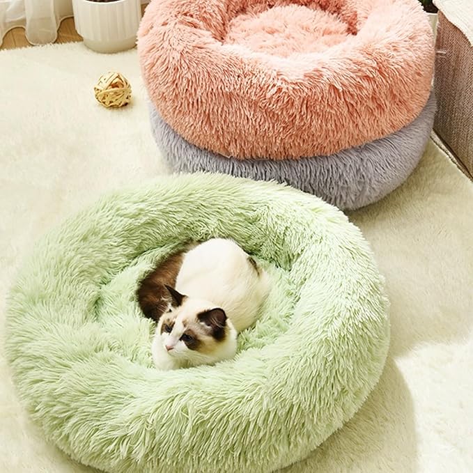Nisrada Cat Beds for Indoor Cats,20 Inch Dog Bed for Small Melium Large Dogs, Washable-Round Pet Bed for Puppy and Kitten with Slip-Resistant Bottom