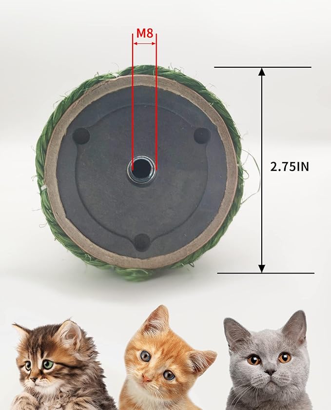 BNOSDM 4 Pcs M8 15”x2.75” Cat Tree Scratching Post Replacement Parts for Indoor Cats Tower Rope Scratch Poles Refill Sisal Pole Part for Refurbishment Hemp Kitty Furniture Accessories Spare