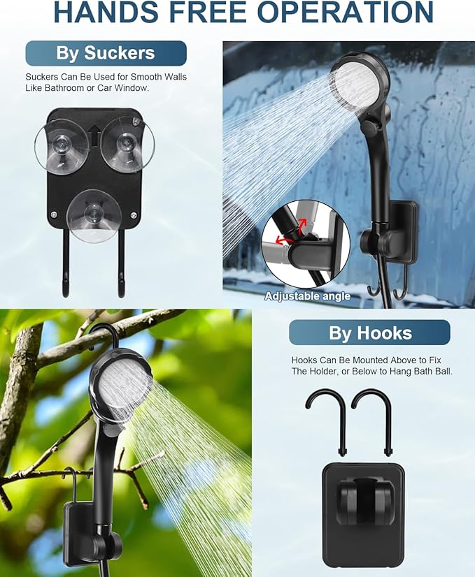 AUTOPkio Portable Camping Shower, 6000mAh Rechargeable Camp Shower Pump with USB Cable & Electric Outdoor Shower Head Sprayer for Camping, Hiking, Pet Bathing, Washing