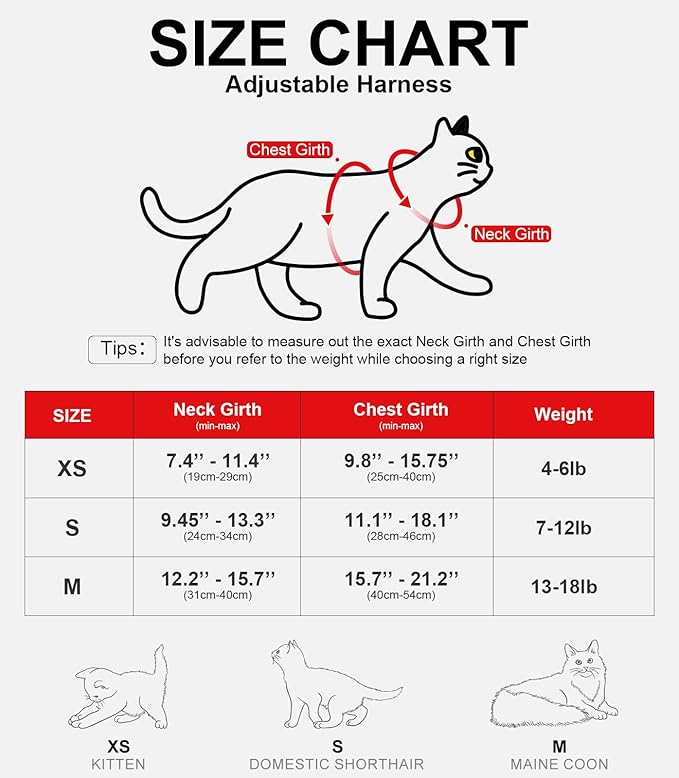 Cat Harness and Leash for Walking Escape Proof Soft Adjustable Cat Leash Breathable Comfortable Vest Easy to Wear Kitten Harness for Outdoor Travel Black M