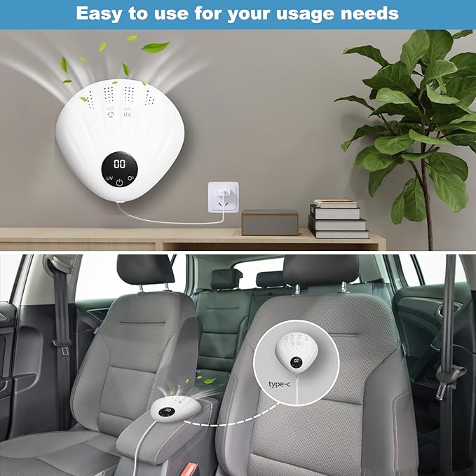 Advanced Pet Deodorizer for Litter Box, 99% Odor Eliminator, Portable & Rechargeable