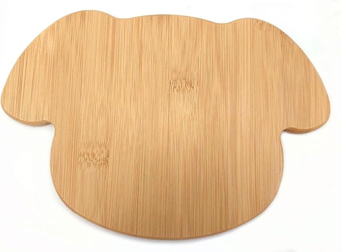 4915, Bamboo Food Plate for Snacks Appetizer Fruit Vegetable | Children Meal Plate | Picnic Kitchen Party | Eco-Friendly Plates, Dog Face Shaped, 9.75"X6.75", 1 Pack