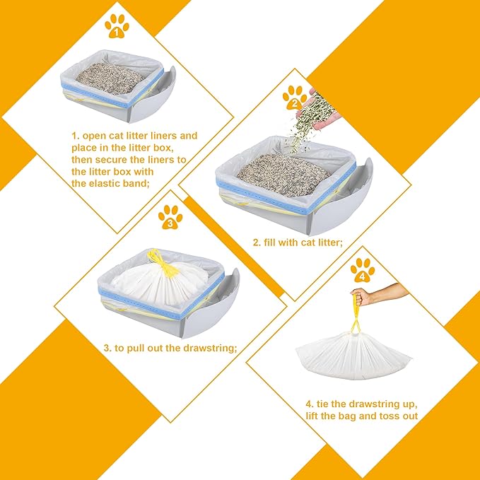 60 Count Cat Litter Pans Liners Super Thick,Cat Litter Bags Heavy Duty 29.6“X12.6”,Unscented Litter Box Liners Compatible With Cleanpethome Self-Cleaning Cat Litter Box,Automatic Cat Litter Box Bags
