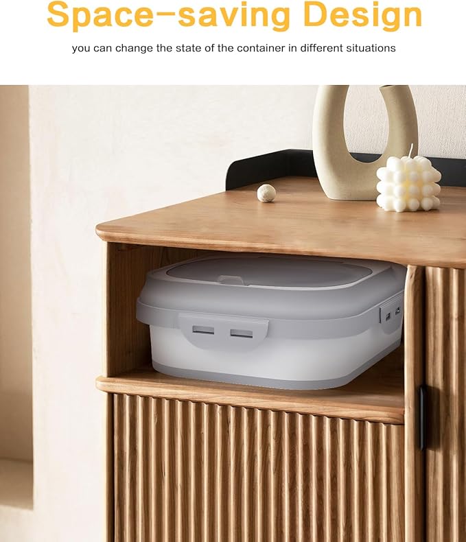 ANVS Dog Food Storage Container - Collapsible Dog Food Container with Airtight Lids, and Scoop,Dry Food For Dog, Cat and Other Pet Food (Grey, 10 lbs)